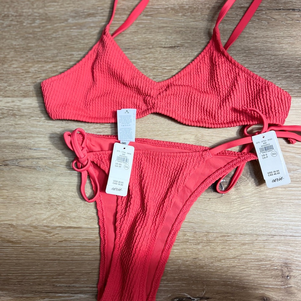 Coral Textured Bikini Set